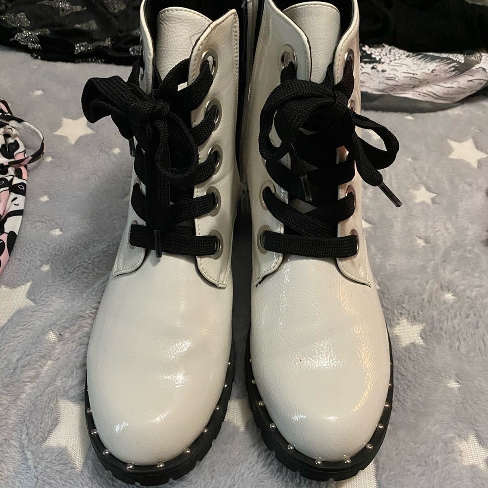 White Combat boots